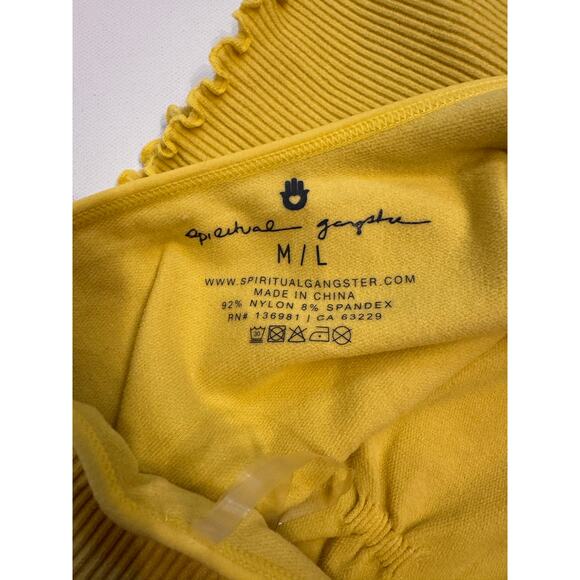 NWT Spiritual Gangster Luna One Shoulder Crop Top Lined Women's Size M/L Yellow - Picture 4 of 5